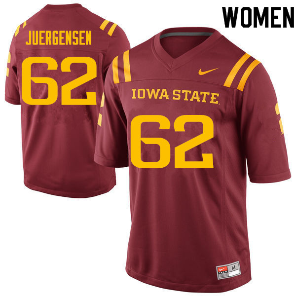 Women #62 Noah Juergensen Iowa State Cyclones College Football Jerseys Sale-Cardinal
